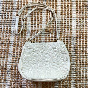 L.J.S. Collection Quilted Faux Leather Crossbody Bag – Cream/White